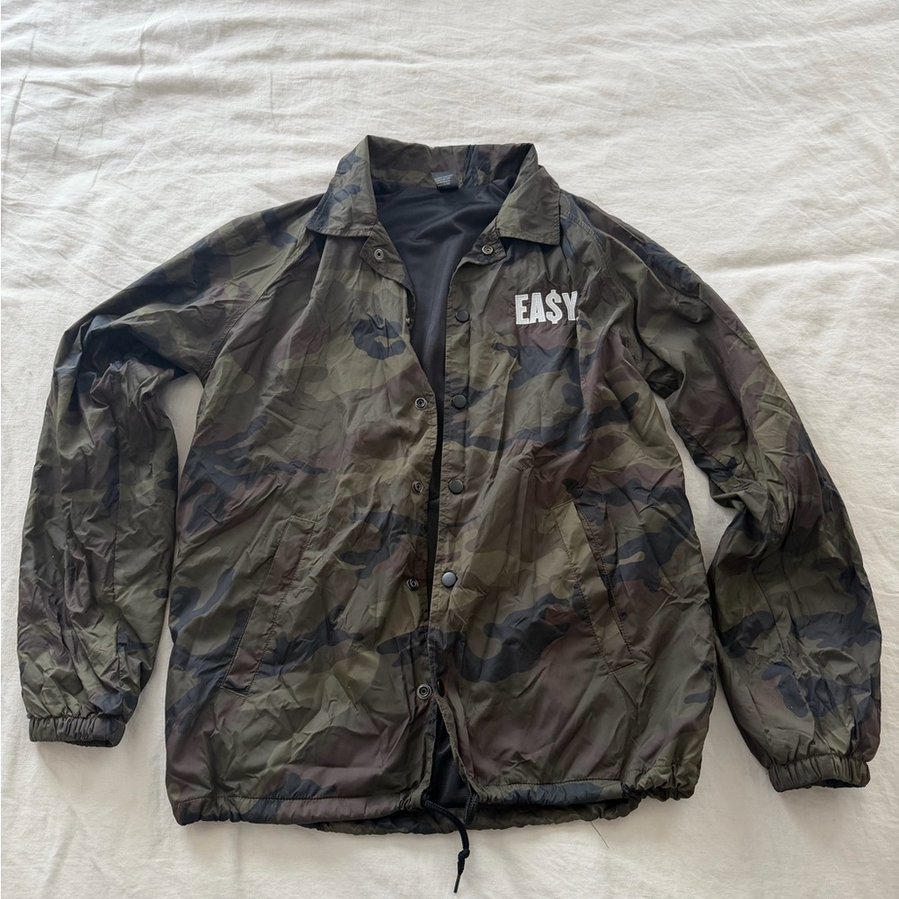 Men's Camo Coach Jacket - Military Green EASY Print